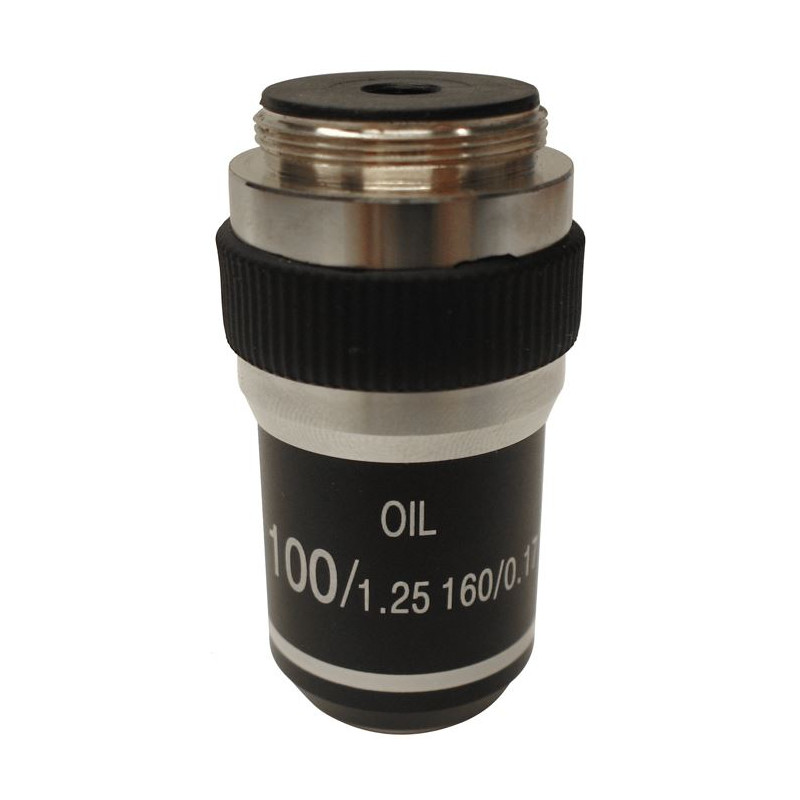 Optika 100X/1.25" (oil-immersion), high contrast microscope objective, M-143