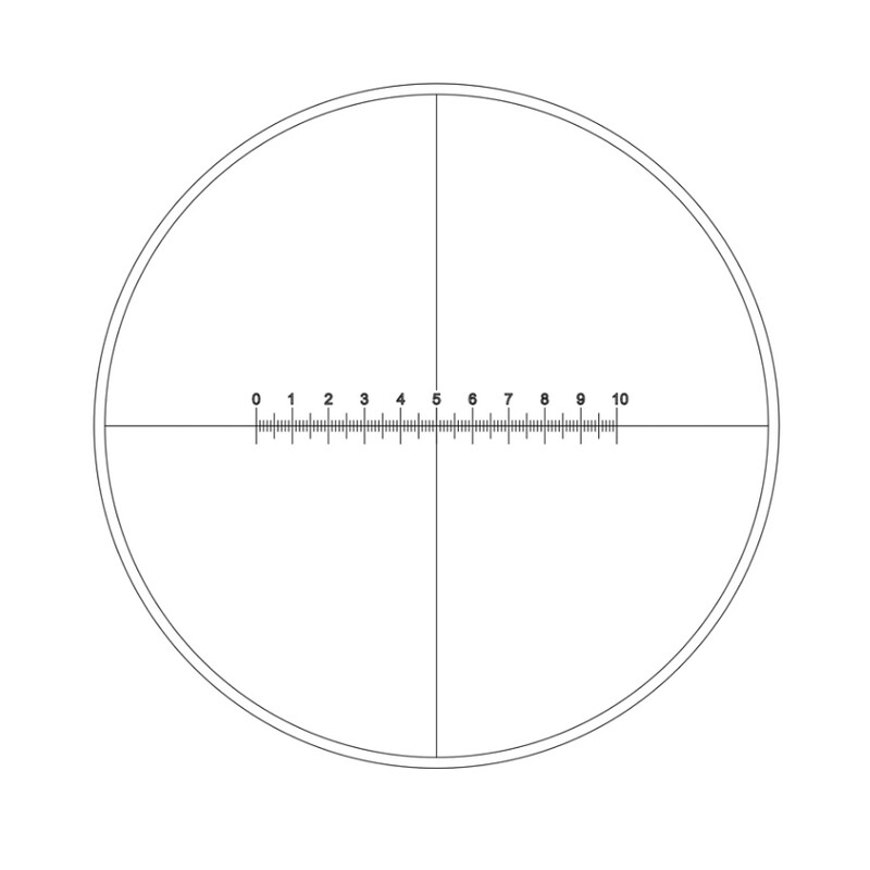 Motic Micrometer scale plate Reticle with 100/10mm , crosshair, Ø19mm (RedLine100)