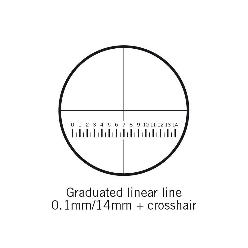 Motic Reticle with 140 divisions in 14mm and crosshair (Ø25mm)