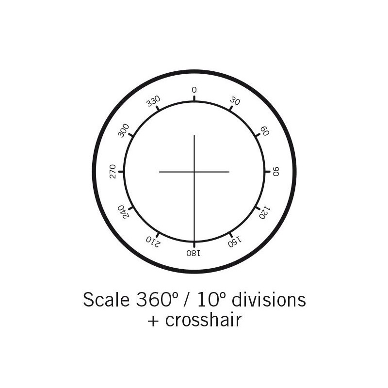 Motic Micrometer scale plate Reticle with 360º protractor with 30º divisions and crosshair (Ø25mm)