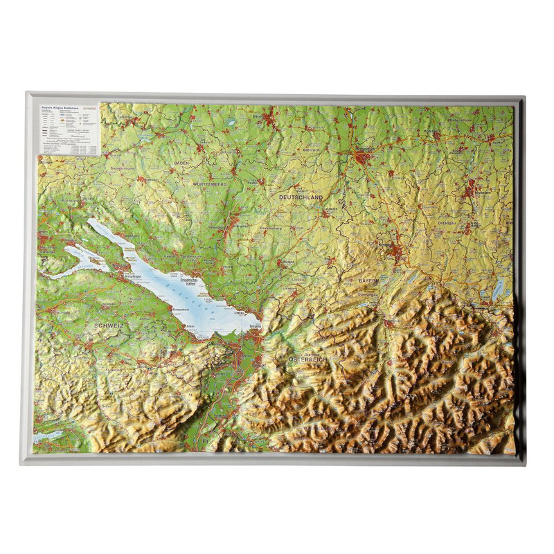 Georelief Regional map Allgäu Lake Constance large
