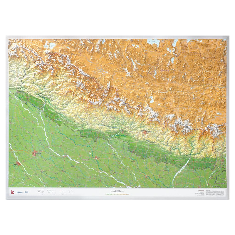 Georelief Regional map Nepal groß 3D