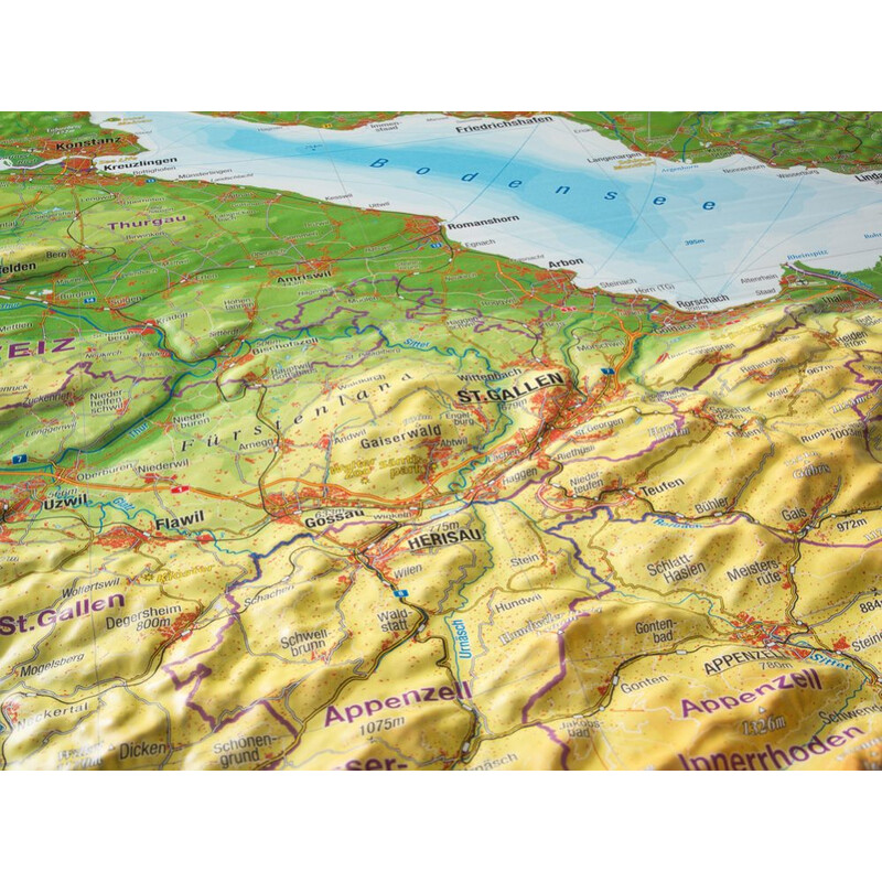 Georelief Regional map Allgäu Bodensee 3D Reliefkarte (77 x 57 cm)