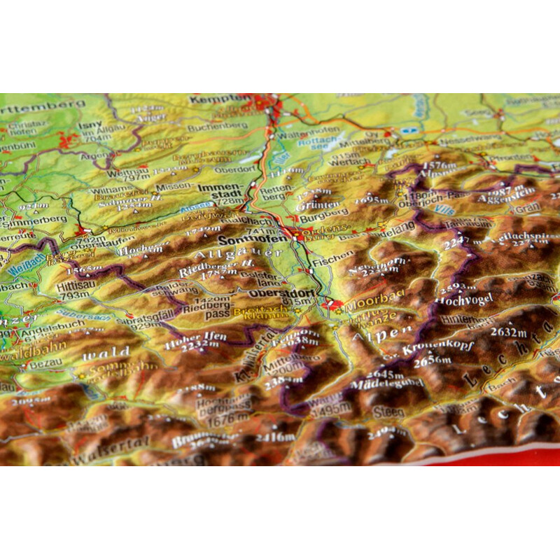 Georelief Regional map Allgäu Bodensee 3D Reliefkarte (77 x 57 cm)