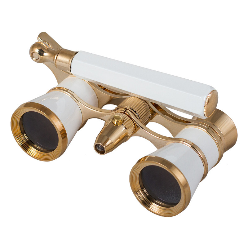 Levenhuk Opera glasses Broadway 3x25 white (lorgnette with LED light)