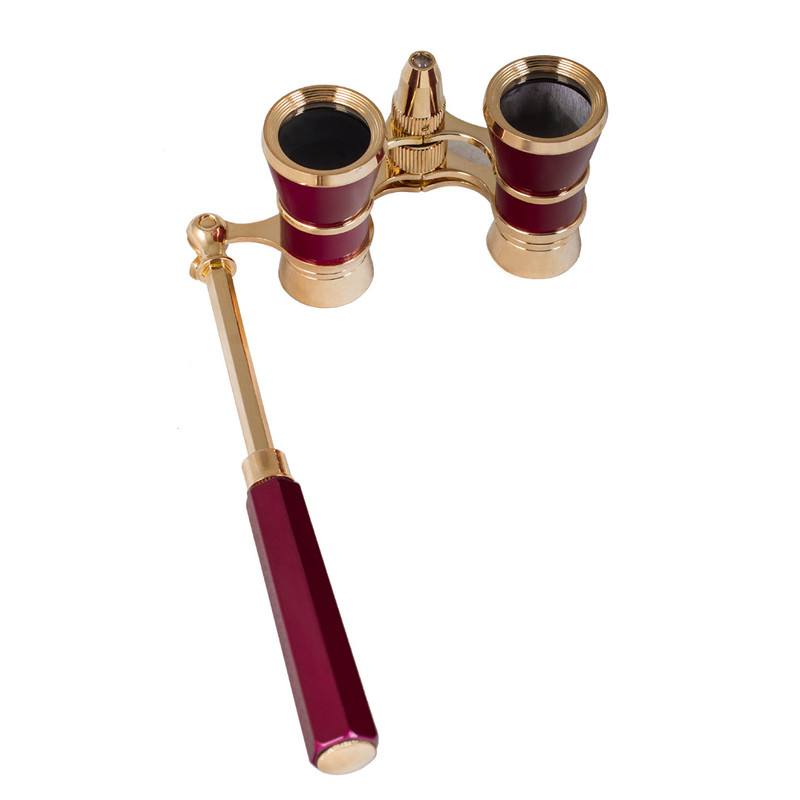 Levenhuk Opera glasses Broadway 3x25 red (lorgnette with LED light)