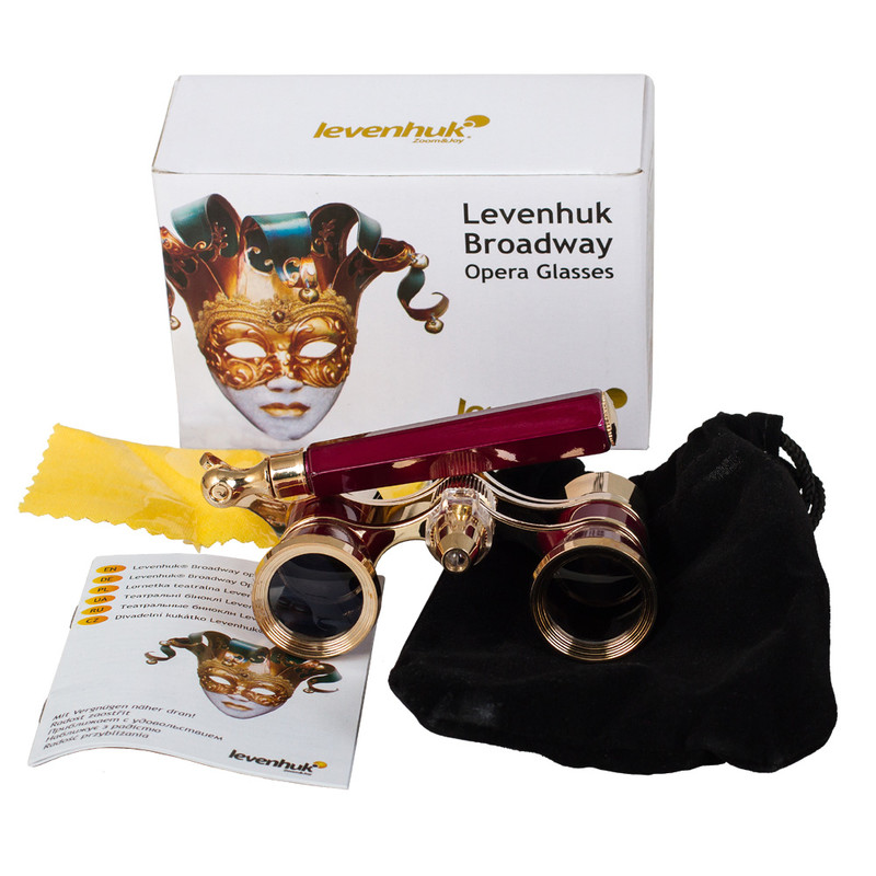Levenhuk Opera glasses Broadway 3x25 red (lorgnette with LED light)