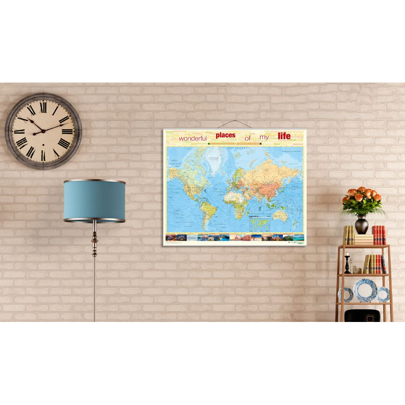 Bacher Verlag World map for your journeys "Places of my life" small including NEOBALLS