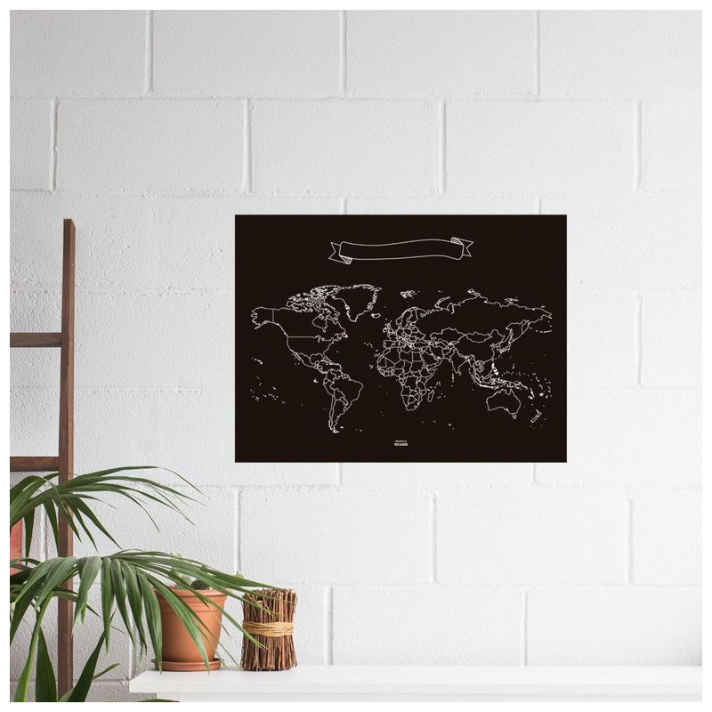 Miss Wood World map Chalkboard L