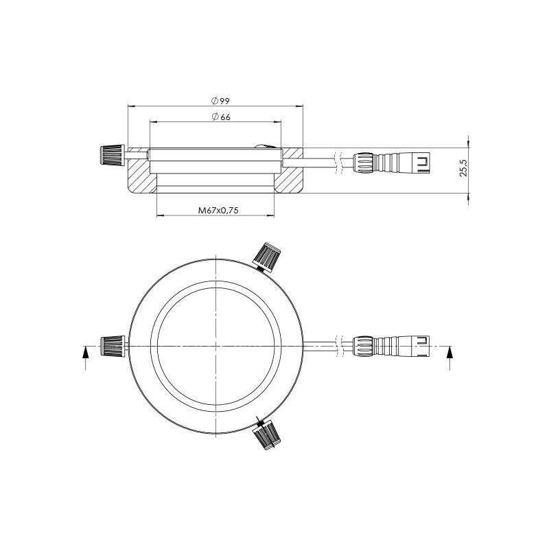 StarLight Opto-Electronics RL4-66-S4 PW, segment.,  pur-weiß (6.500 K), Ø 66mm