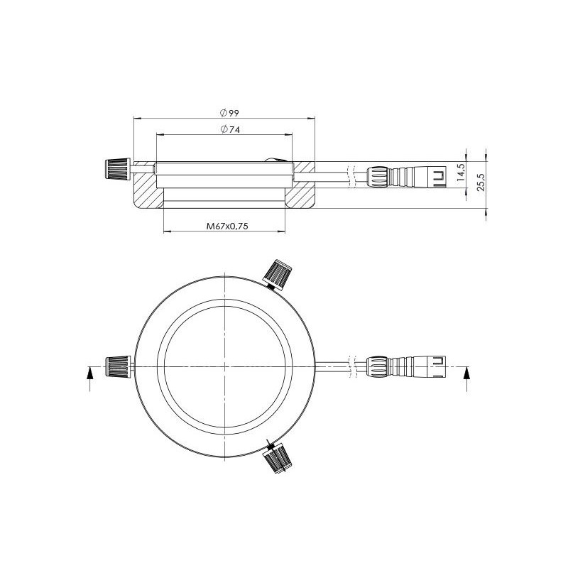 StarLight Opto-Electronics RL4-74-S4 R, segmented, red (620 nm), Ø 74mm