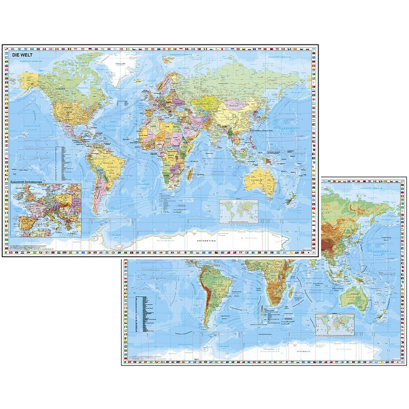 Stiefel Desk pad Duo Schreibunterlage Weltkarte mit Ausschnitt Zentraleuropa/ Weltkarte physisch