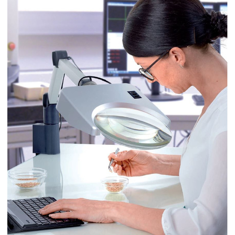 Schweizer Tech-Line LED Bifo 4500K magnifying lamp, 1.75x/4x, Ø202/40mm, bifocal, plano-convex