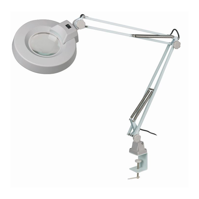 Schweizer Magnifying lamp, scissor arm, table clamp, 2x/Ø125mm, biconvex, 22W