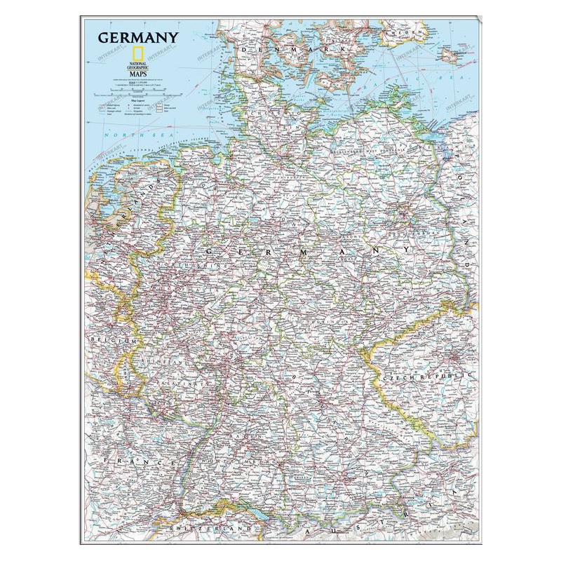 National Geographic Framed map of Germany (silver)