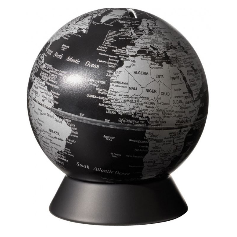 TROIKA Globe Orion Matt Black Money Box 14cm