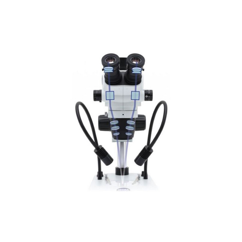 Optika Stereo zoom microscope SZO-7  bino, 6.7-45x, überhängend, 1-Arm, ohne Beleuchtung