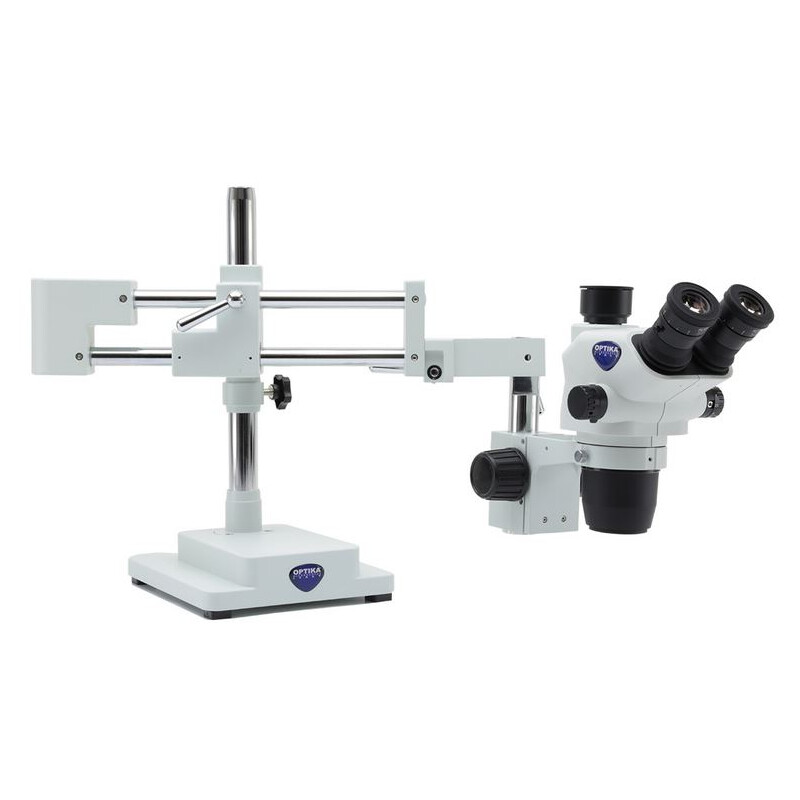 Optika Stereo zoom microscope SZO-10, trino, 6.7-45x, overhanging, 2-arm, without Lighting