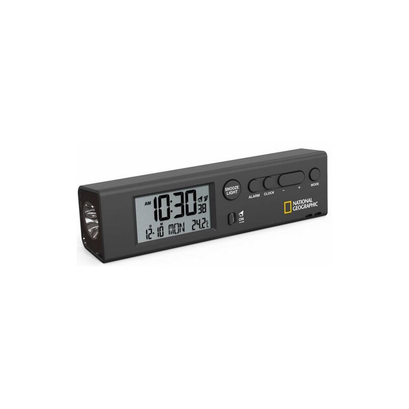 National Geographic World Time Clock with Temperature and Flashlight