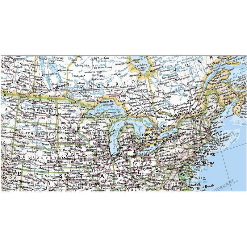 National Geographic Continent map north America, politically