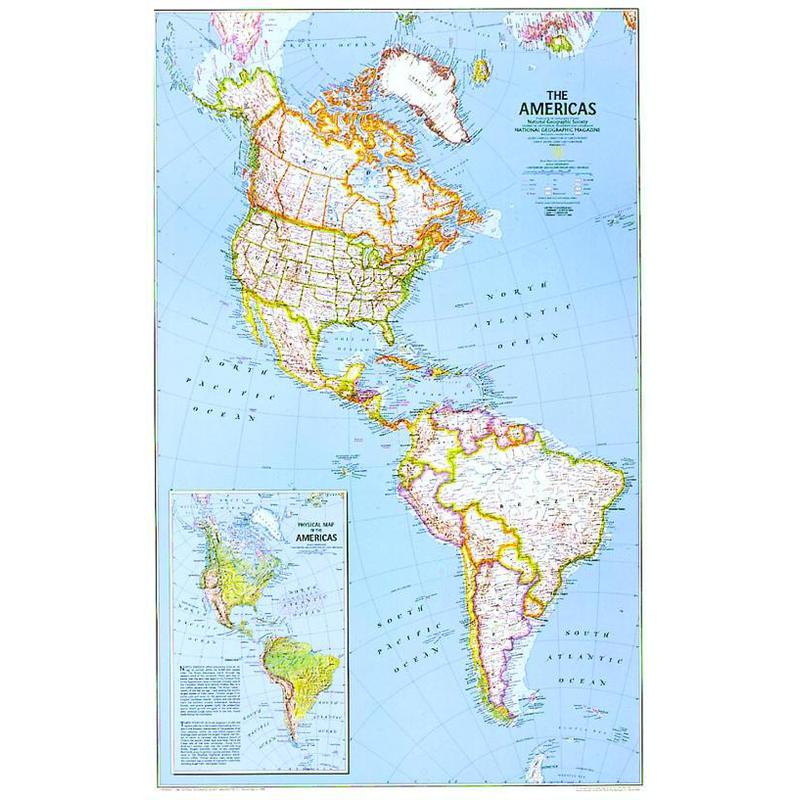 National Geographic continent map North and South America political (laminated)