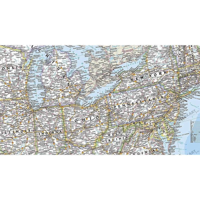 National Geographic USA map politically (111 x 77 cm)