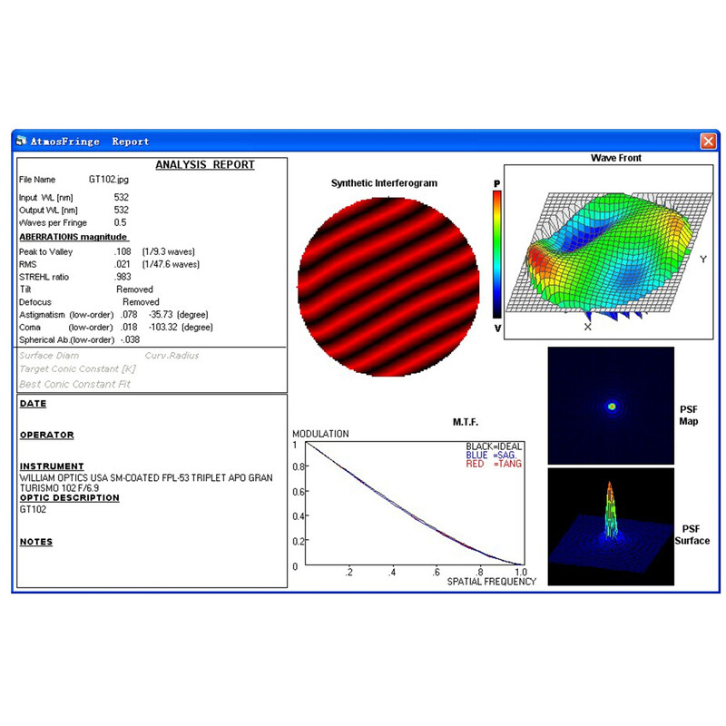 William Optics Apochromatic refractor AP 102/703 Gran Turismo GT 102 OTA Set