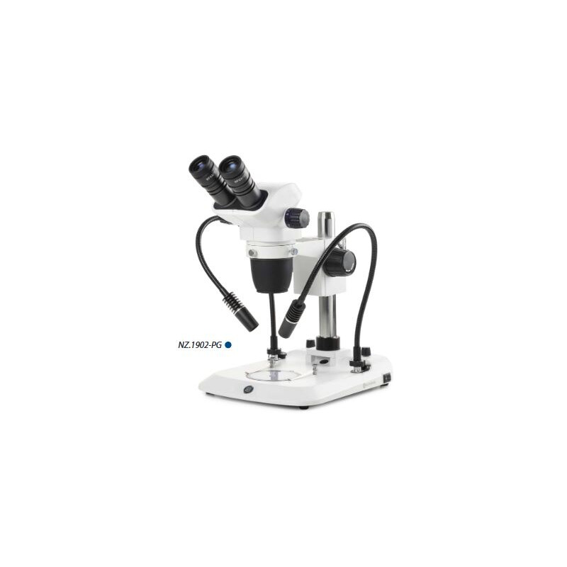 Euromex Stereo zoom microscope NZ.1702-PG, 6.5-55x, Säule, 2 Schwanenhälse, Durchlicht, bino