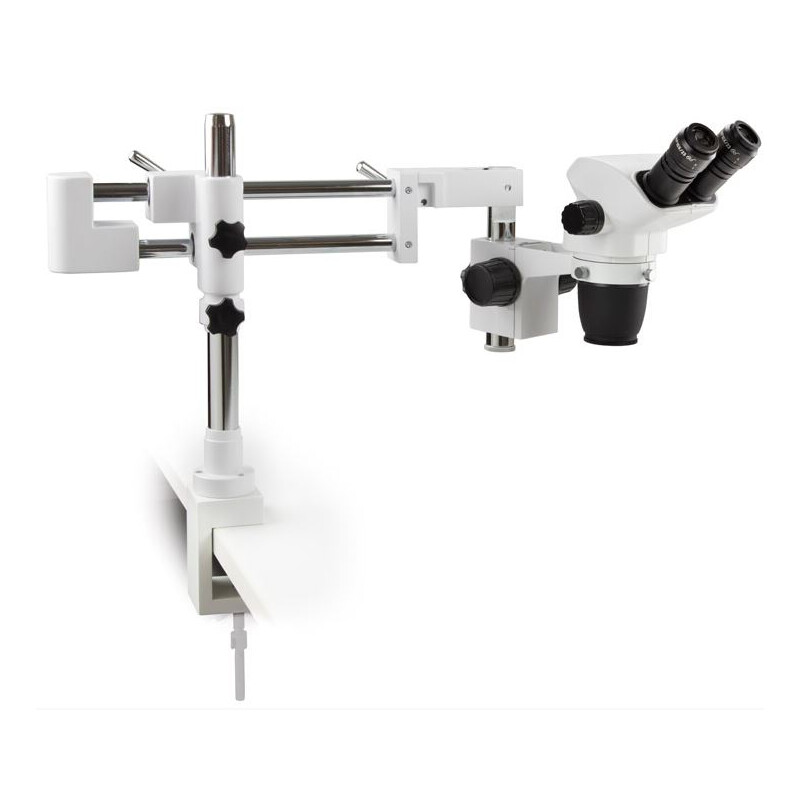 Euromex Stereo zoom microscope NZ.1702-BC, 6.5-55x, double arm, table clamp, binocular