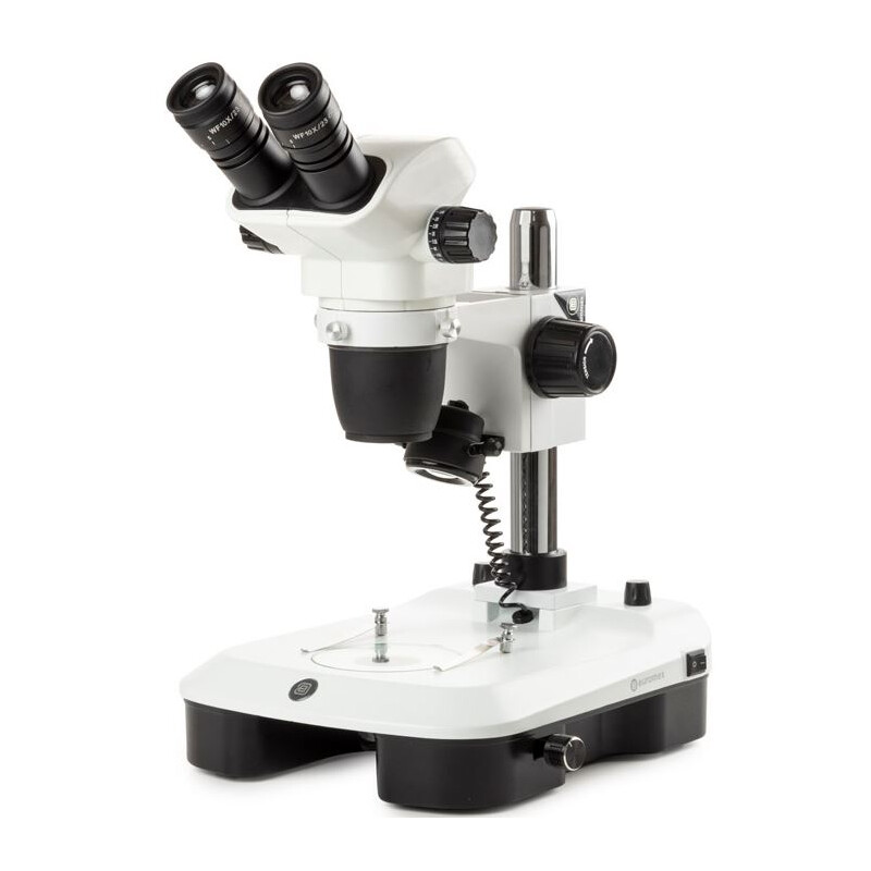 Euromex Stereo zoom microscope NZ.1702-M, 6.5-55x, Säule,  Auf-u. Durchlicht, bino, Spiegel f. Dunkelfeld, Embryologie