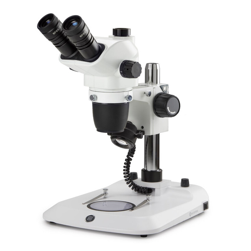 Euromex Stereo zoom microscope NZ.1903-P, 6.7-45x, Column,  Reflected and transmitted light, trino
