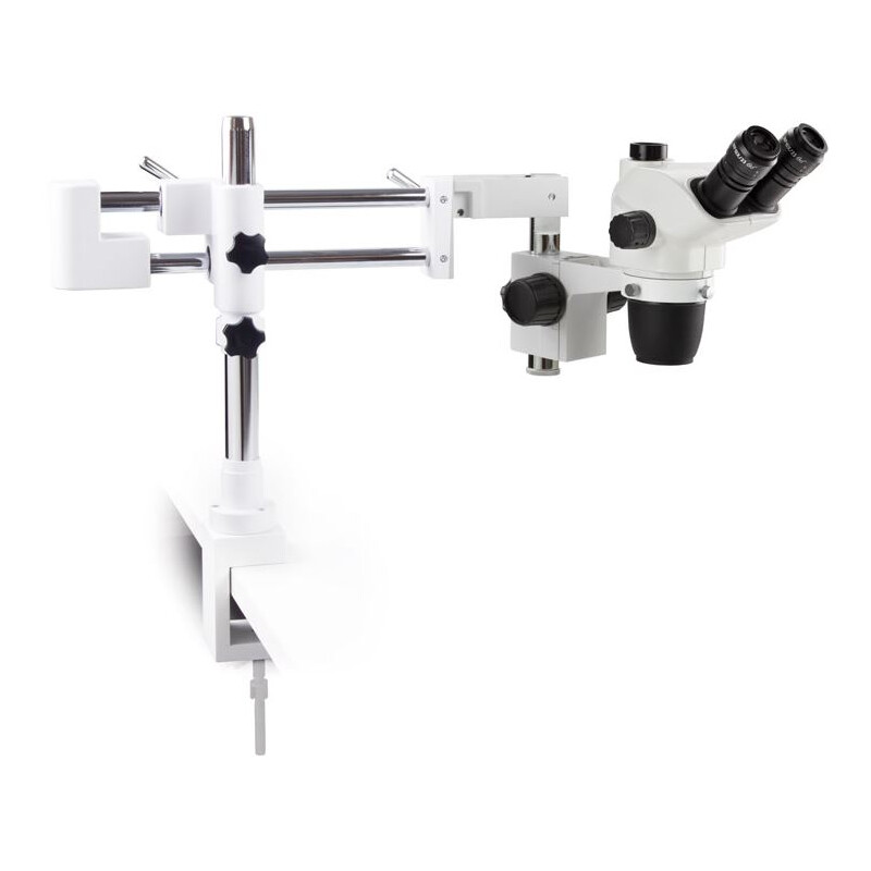 Euromex Stereo zoom microscope NZ.1903-BC, 6.7-45x, double arm, table clamp, trino