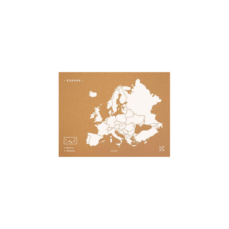 Miss Wood Woody Map Europa weiß 60x45cm