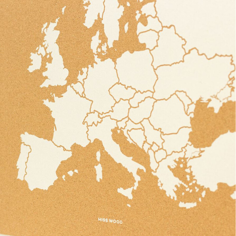 Miss Wood Woody Map Europa weiß 90x60cm