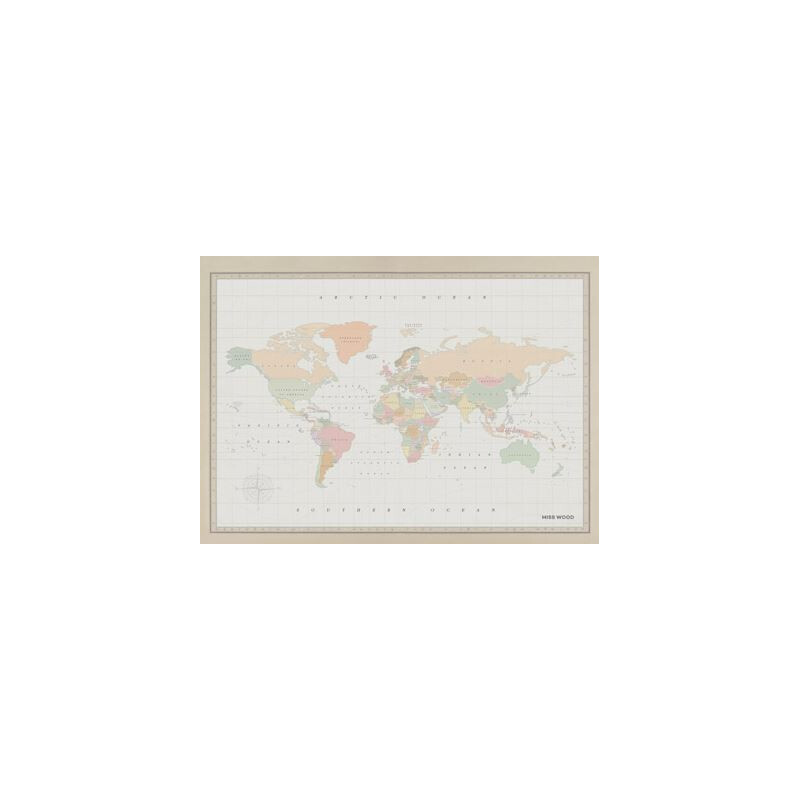 Miss Wood Woody Map Watercolor Colonial XL