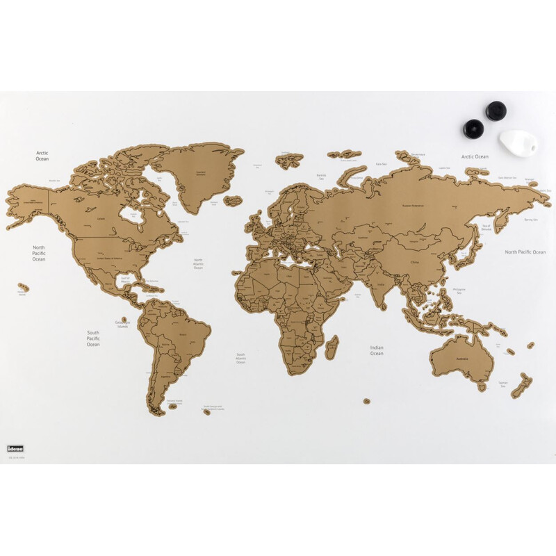 Idena Magnetic World Map for Scratching off and Pinning
