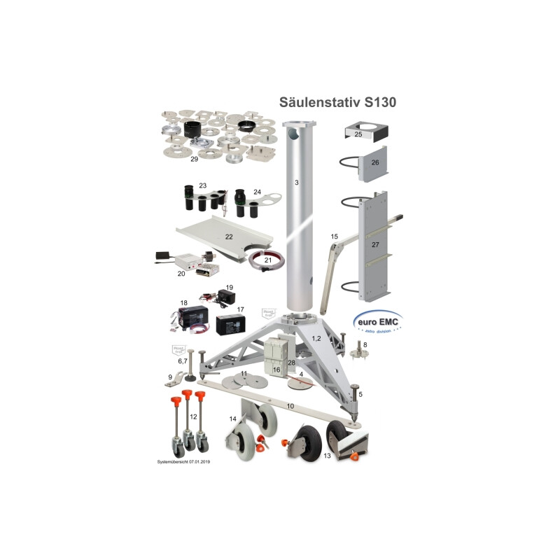 euro EMC Storage table for S130 Pillar stand
