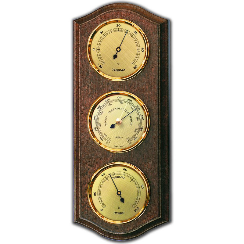 Fischer Weather station Ø 63 mm, walnut colour