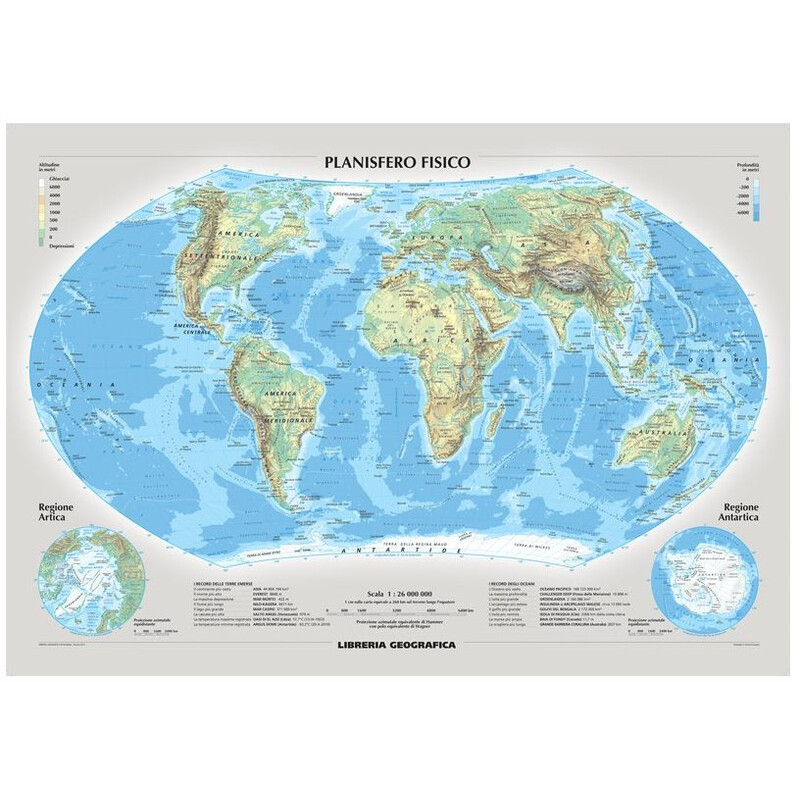 Libreria Geografica World map Planisfero fisico e politico