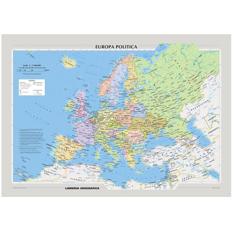 Libreria Geografica Continental map Europa fisica e politica