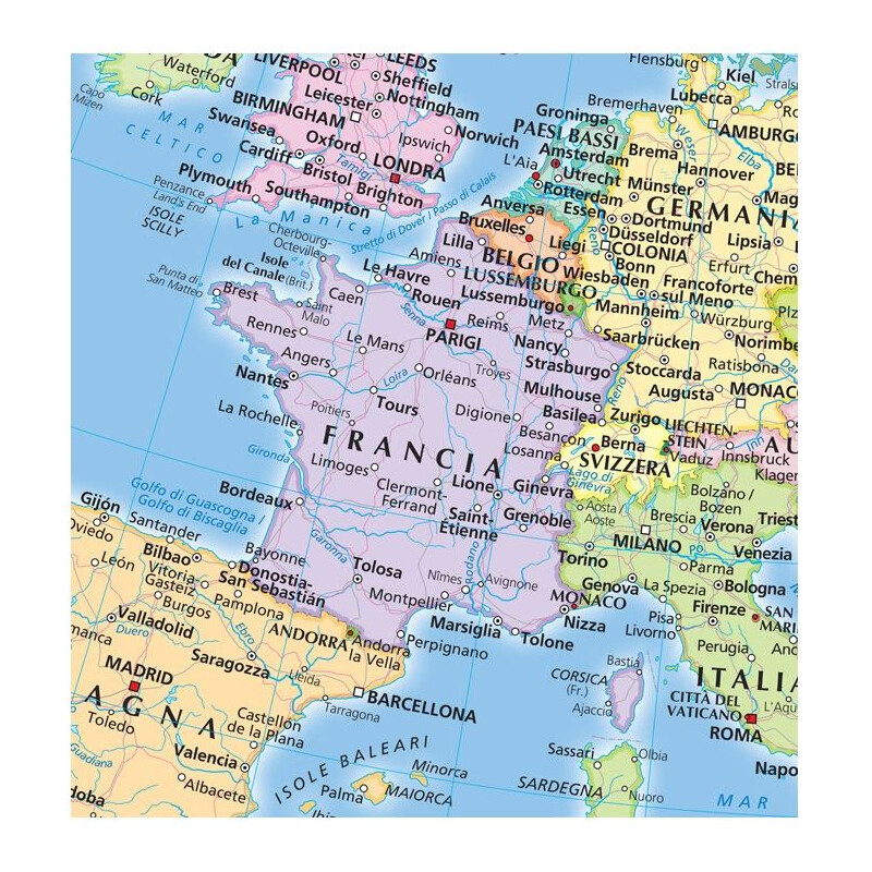 Libreria Geografica Continental map Europa fisica e politica