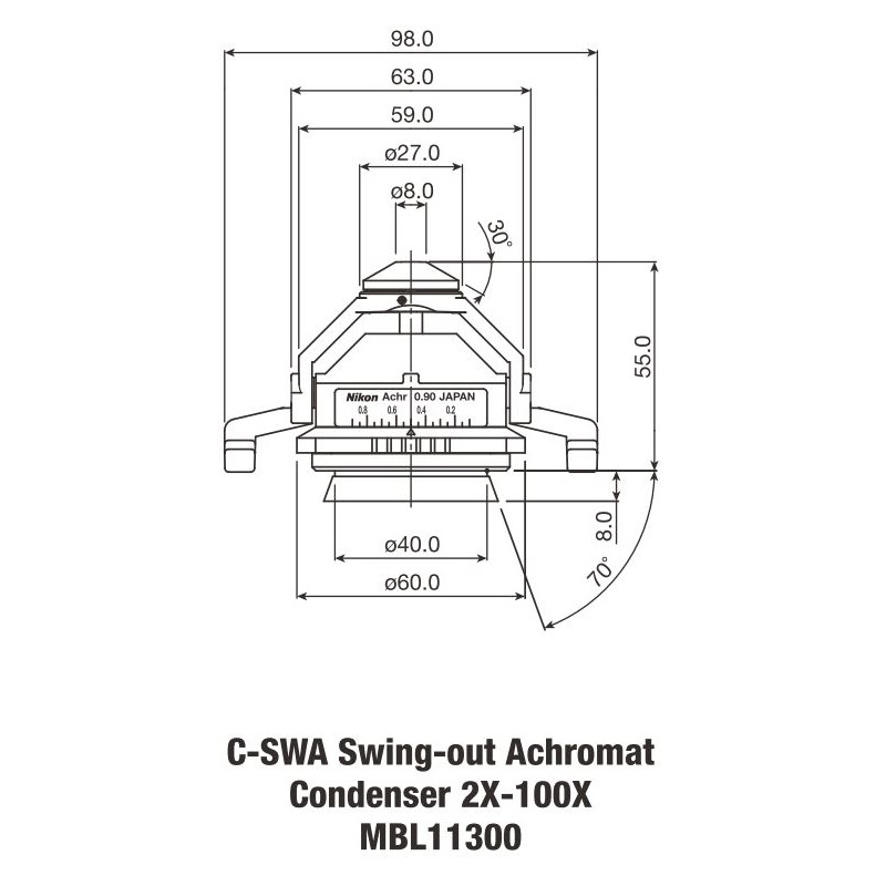 Nikon Achromat Swing-out Condenser 2-100x N.A. 0.90