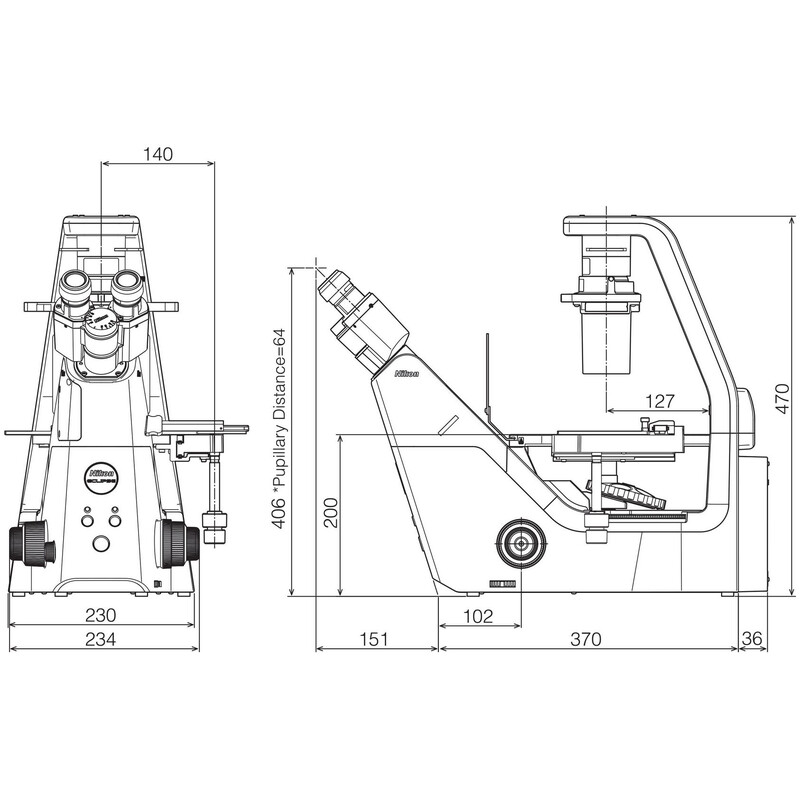 Nikon Eclipse TS2 inverted trinocular with phase contrast, PH, FL, objectives not included