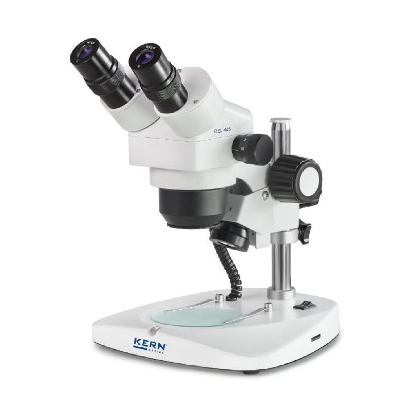Kern Stereo zoom microscope OZL 445, Greenough, Column, binocular, 0.75-3.6x, 10x/21, 0.35W LED