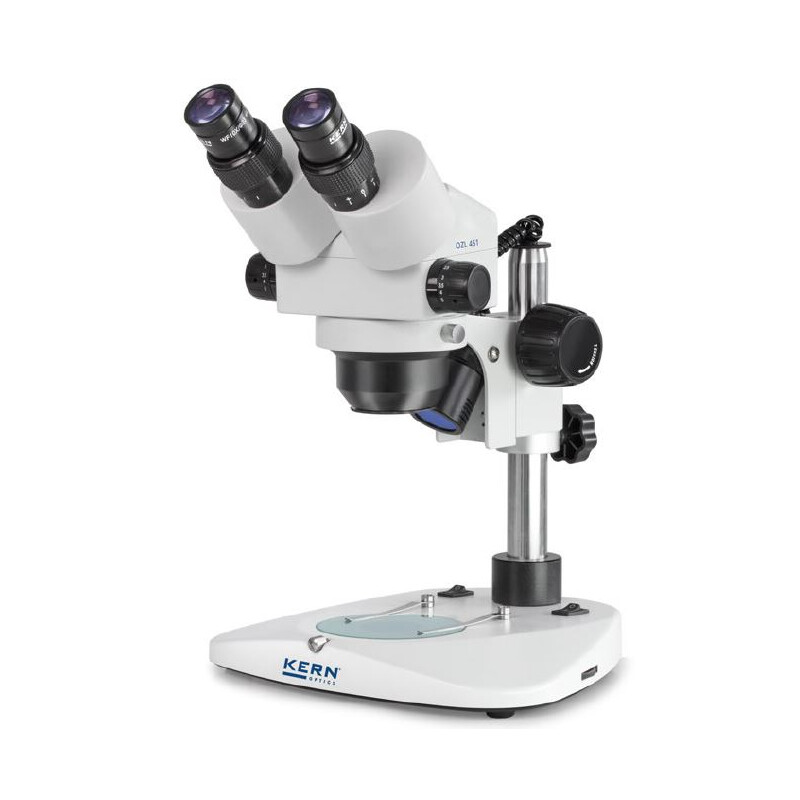 Kern Stereo zoom microscope OZL 451, Greenough, Column, binocular, 0.75-5.0x, 10x/23, 10W hal