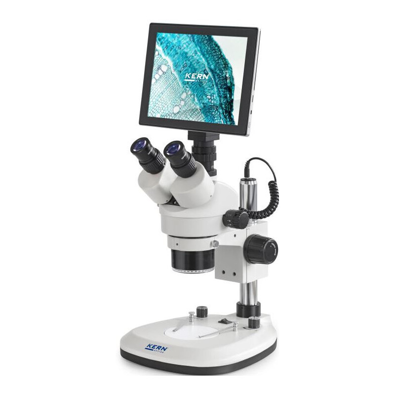 Kern Microscope OZL 466C241, Greenough, Column, 7-45x, 10x/20, Incident/Transmitted light, 3W LED, Ringl.Camera 5MP, USB 2.0, HDMI, WiFi, Tablet