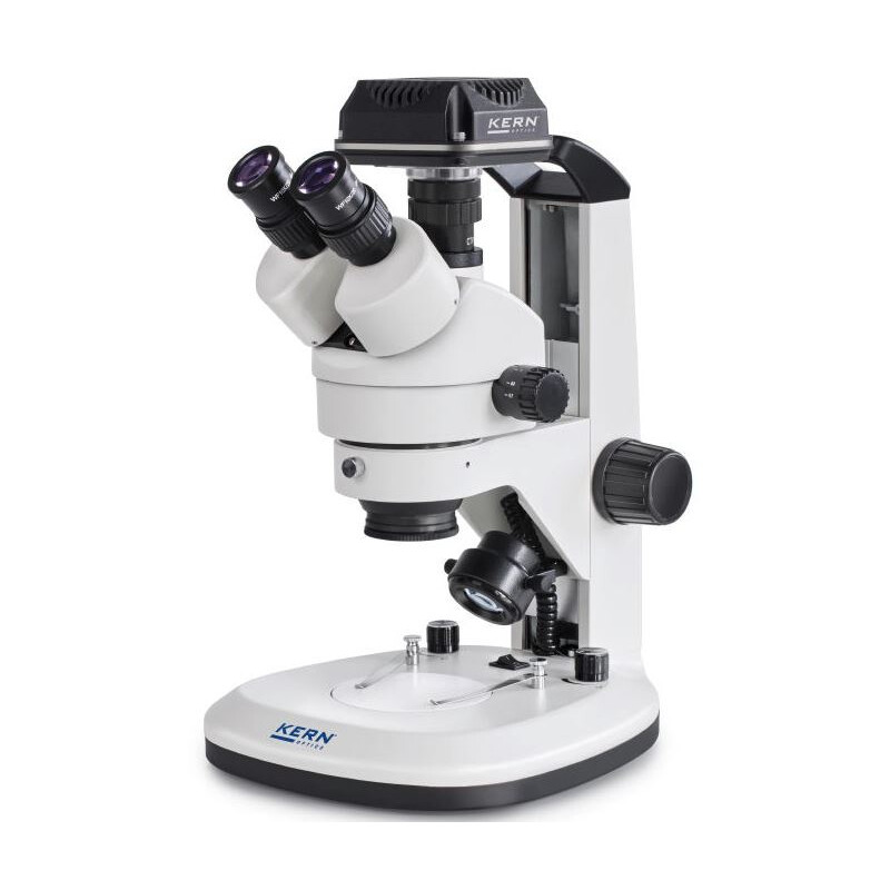 Kern Microscope OZL 468C832, Greenough, Gear rack, 7-45x, 10x/20, Incident/Transmitted light, 3W LED, Camera 5MP, USB 3.0