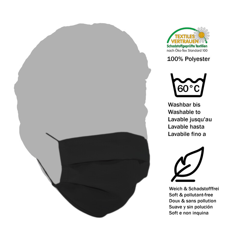 Masketo Face mask polyester black 5 pieces