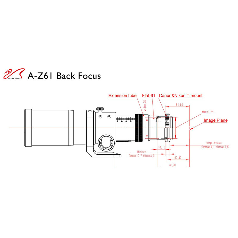 William Optics Apochromatic refractor AP 61/360 ZenithStar ZS61 II OTA Guidescope-Set