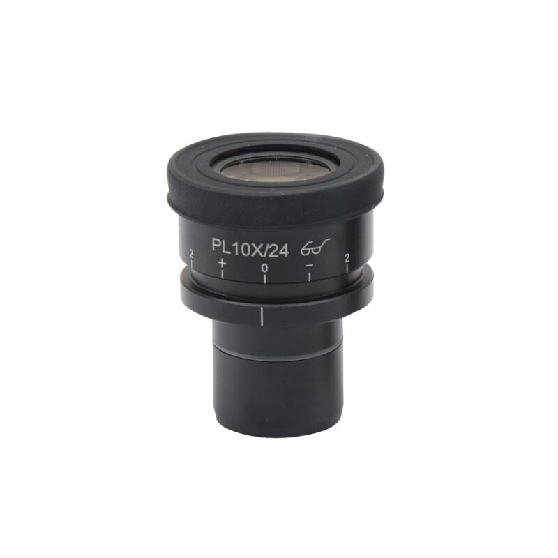 Optika PL10x/24 eyepiece, high eyepoint, focusable, with rubber cup